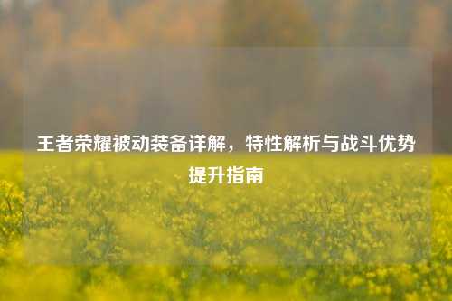 王者荣耀被动装备详解，特性解析与战斗优势提升指南
