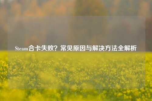 Steam合卡失败？常见原因与解决 *** 全解析