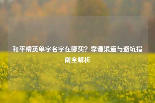 和平精英单字名字在哪买？靠谱渠道与避坑指南全解析