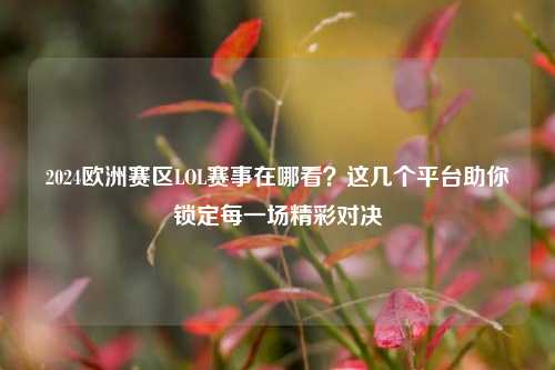 2024欧洲赛区LOL赛事在哪看？这几个平台助你锁定每一场精彩对决