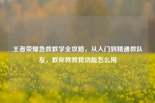 王者荣耀急救教学全攻略，从入门到精通救队友，教你救救我功能怎么用