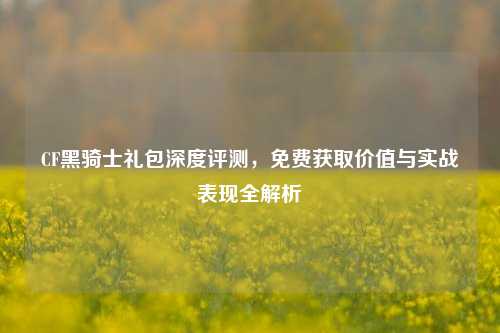 CF黑骑士礼包深度评测，免费获取价值与实战表现全解析