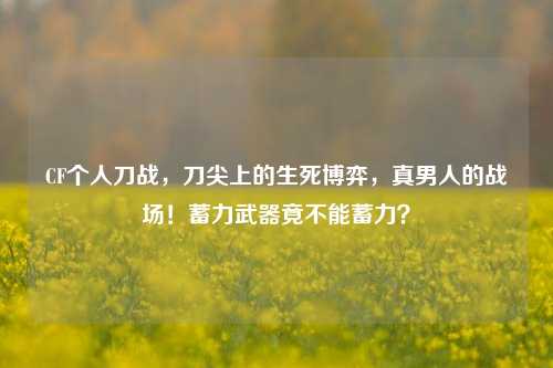 CF个人刀战，刀尖上的生死博弈，真男人的战场！蓄力武器竟不能蓄力？