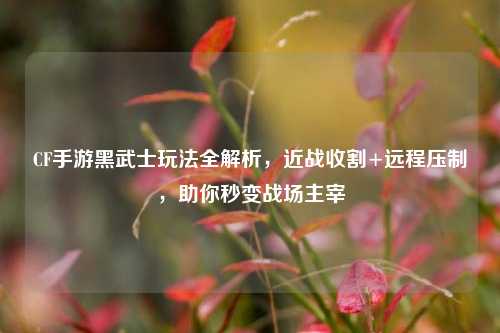 CF手游黑武士玩法全解析，近战收割+远程压制，助你秒变战场主宰