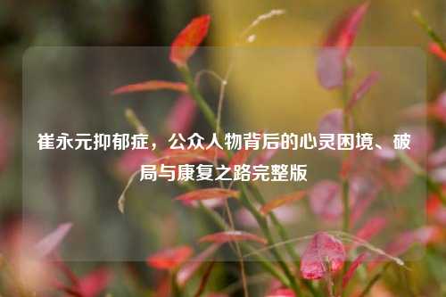 崔永元抑郁症，公众人物背后的心灵困境、破局与康复之路完整版