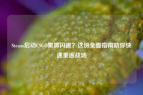 Steam启动CSGO黑屏闪退?这份全面指南助你快速重返战场