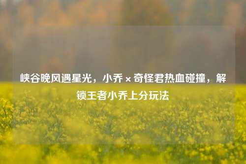 峡谷晚风遇星光,小乔×奇怪君热血碰撞,解锁王者小乔上分玩法