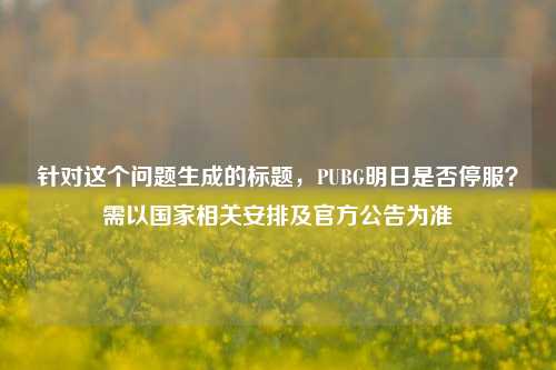 针对这个问题生成的标题,PUBG明日是否停服?需以国家相关安排及官方公告为准