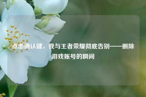 点击确认键,我与王者荣耀彻底告别——删除游戏账号的瞬间