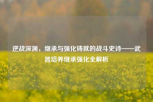 逆战深渊,继承与强化铸就的战斗史诗——武器培养继承强化全解析