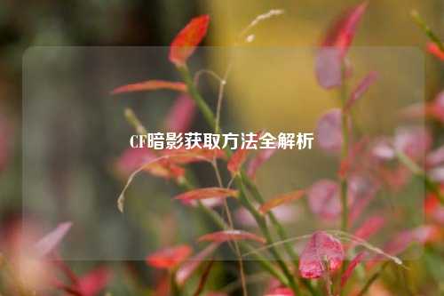 CF暗影获取 *** 全解析