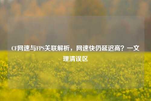 CF网速与FPS关联解析,网速快仍延迟高?一文理清误区