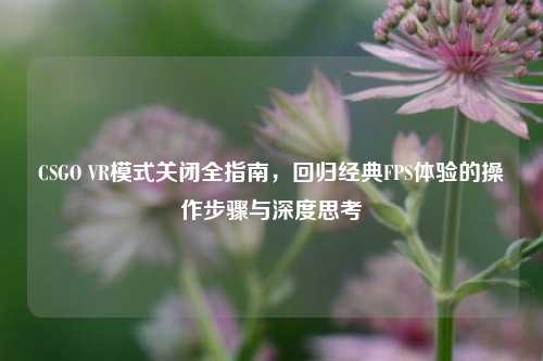 CSGO VR模式关闭全指南,回归经典FPS体验的操作步骤与深度思考