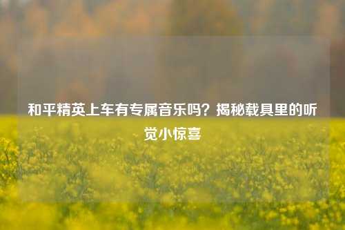 和平精英上车有专属音乐吗?揭秘载具里的听觉小惊喜