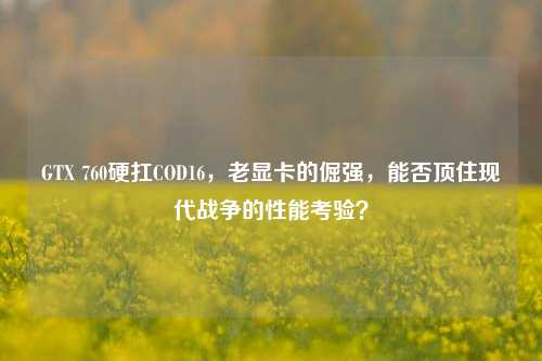 GTX 760硬扛COD16，老显卡的倔强，能否顶住现代战争的性能考验？