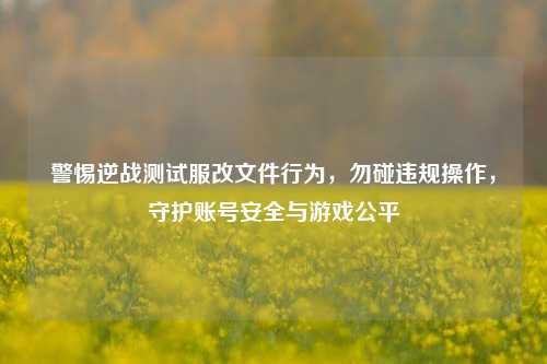 警惕逆战测试服改文件行为,勿碰违规操作,守护账号安全与游戏公平