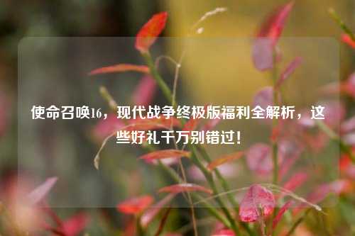 使命召唤16,现代战争终极版福利全解析,这些好礼千万别错过!