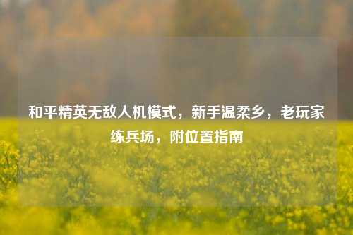 和平精英无敌人机模式，新手温柔乡，老玩家练兵场，附位置指南