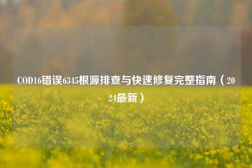 COD16错误6345根源排查与快速修复完整指南（2024最新）