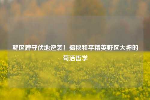 野区蹲守伏地逆袭！揭秘和平精英野区大神的苟活哲学