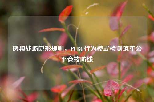 透视战场隐形规则，PUBG行为模式检测筑牢公平竞技防线
