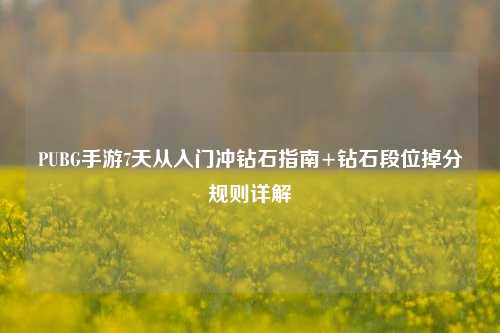 PUBG手游7天从入门冲钻石指南+钻石段位掉分规则详解
