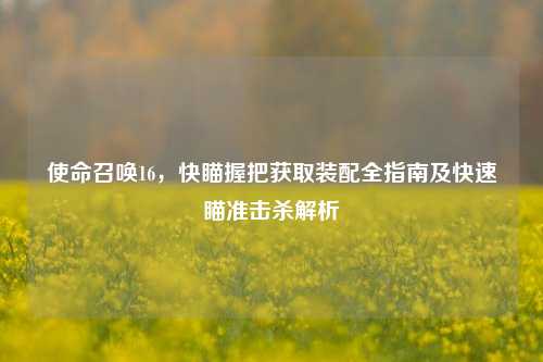 使命召唤16，快瞄握把获取装配全指南及快速瞄准击杀解析