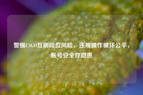 警惕CSGO互刷段位风险，违规操作破坏公平，账号安全存隐患