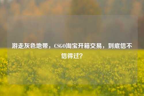 游走灰色地带，CSGO *** 开箱交易，到底信不信得过？