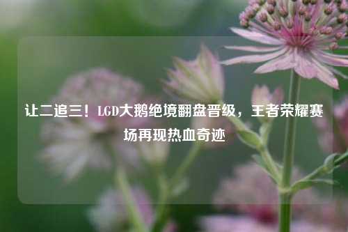 让二追三！LGD大鹅绝境翻盘晋级，王者荣耀赛场再现热血奇迹