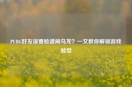 PUBG好友误要脸谱闹乌龙？一文教你解锁游戏脸型