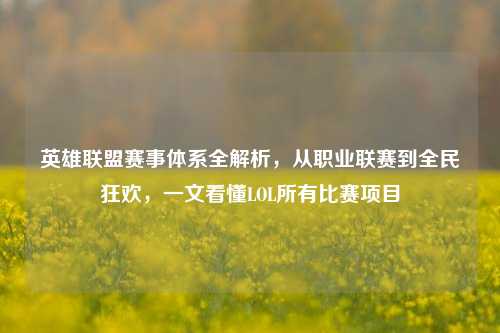 英雄联盟赛事体系全解析，从职业联赛到全民狂欢，一文看懂LOL所有比赛项目