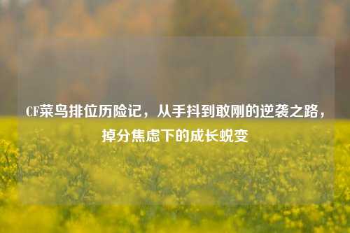 CF菜鸟排位历险记，从手抖到敢刚的逆袭之路，掉分焦虑下的成长蜕变