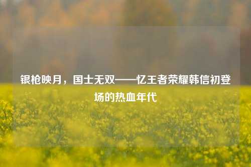 银枪映月，国士无双——忆王者荣耀韩信初登场的热血年代